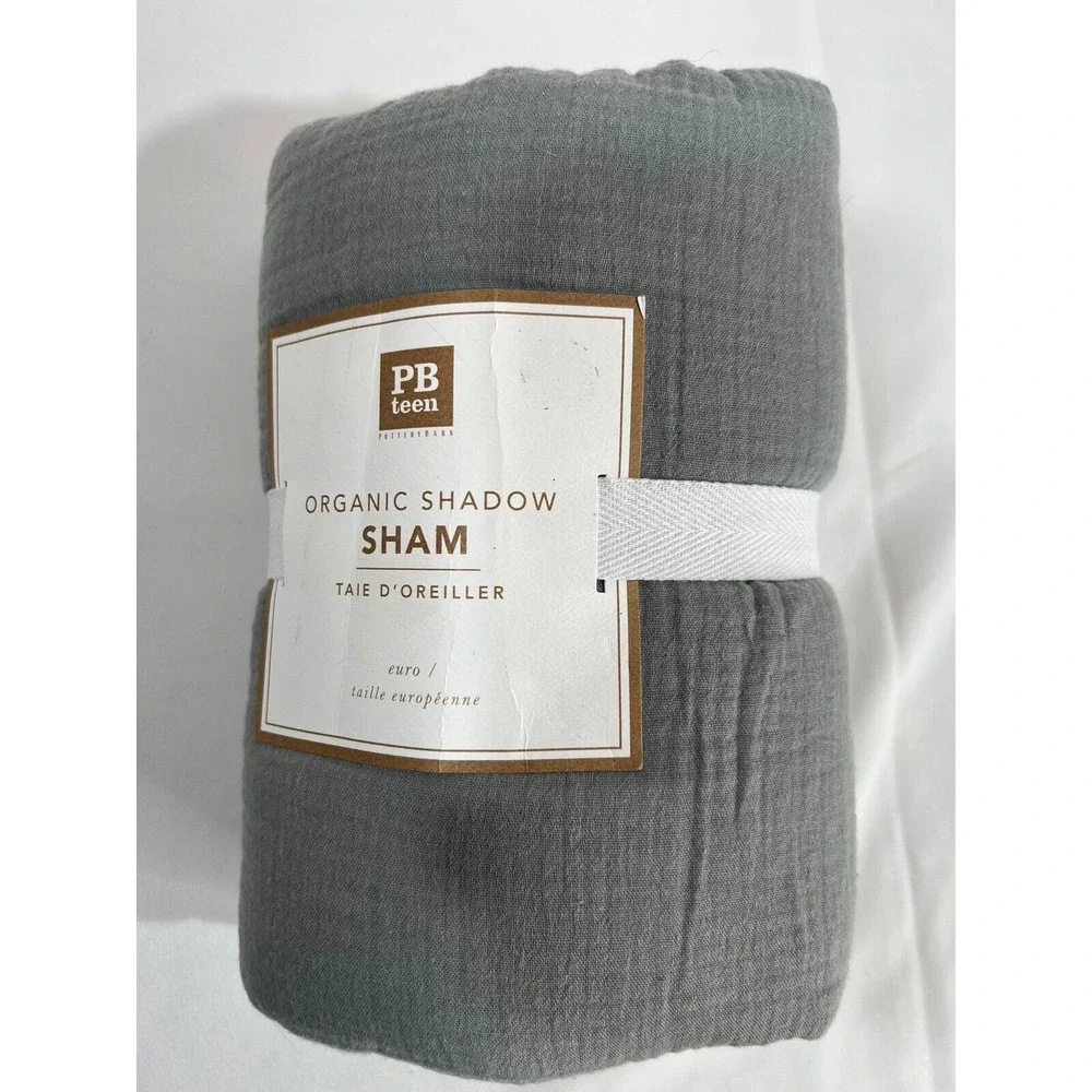 Pottery Barn Teen Sham Standard Shadow Gray Organic Cotton‎ Minimalist